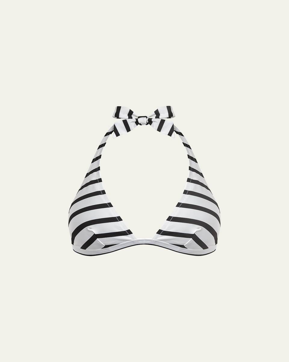 Stripes Jersey Halter Bikini Top